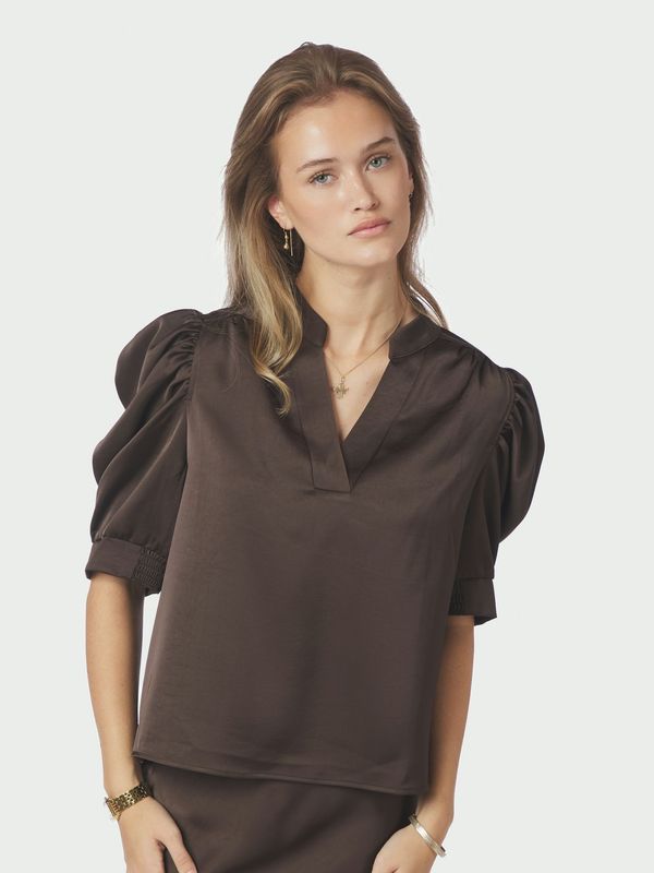 Neo Noir Roella Heavy Sateen Blouse Bruin 162590