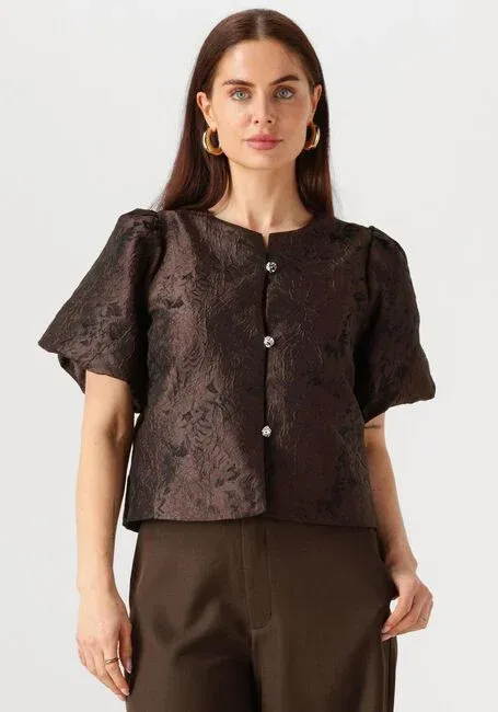 Neo Noir Aisa Brocade Blouse Bruin