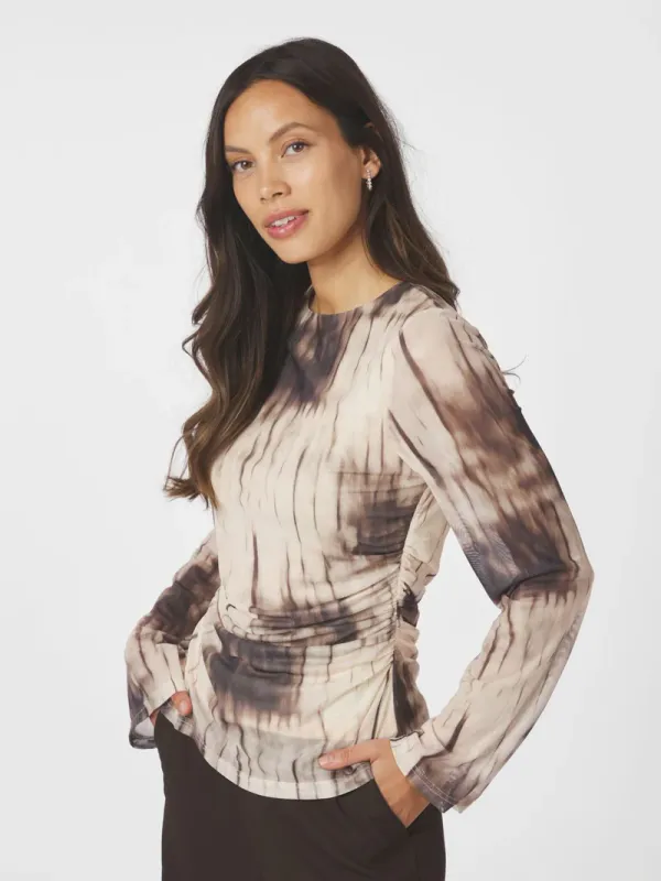 Neo Noir Lenida Faded Mesh Blouse Bruin 167053