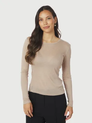 Neo Noir Nella Fine Rib Blouse Beige
