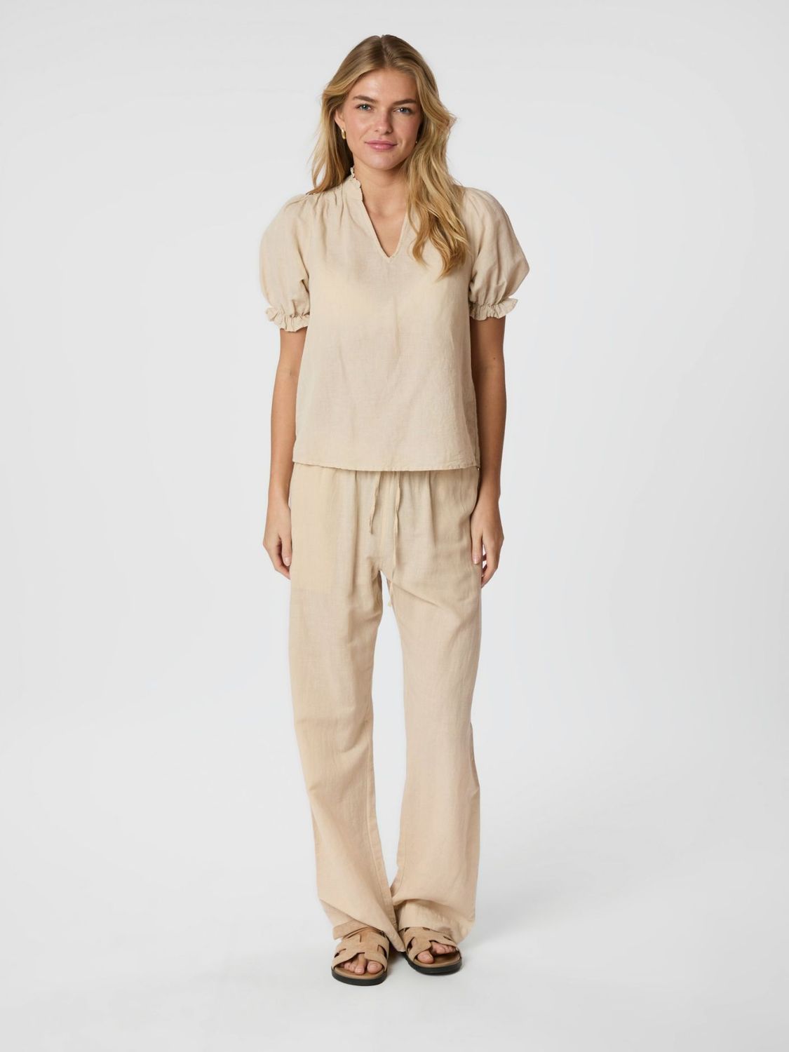 Neo Noir Sonar Linen Pants Beige 158949