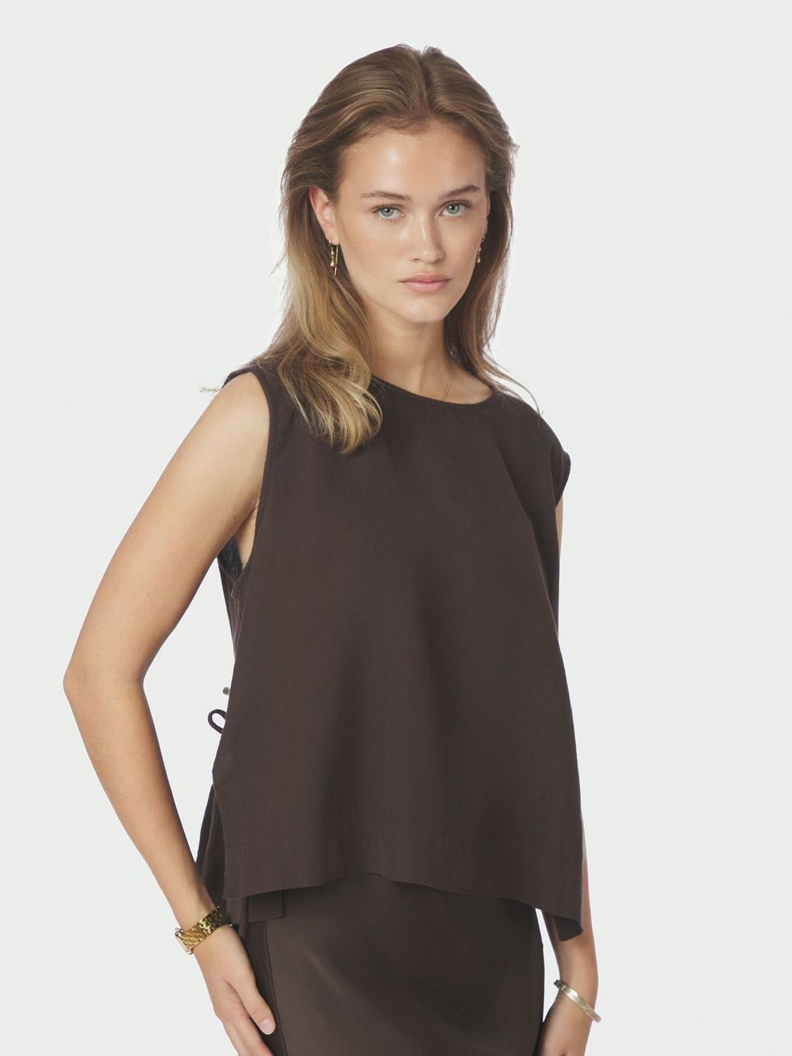 Neo Noir Svetlana linen Top Bruin 159947