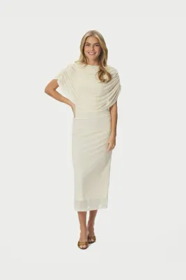 Neo Noir Tottuna Long Drapy Mesh Dress Geel