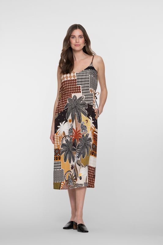 Geisha jurk print bruin