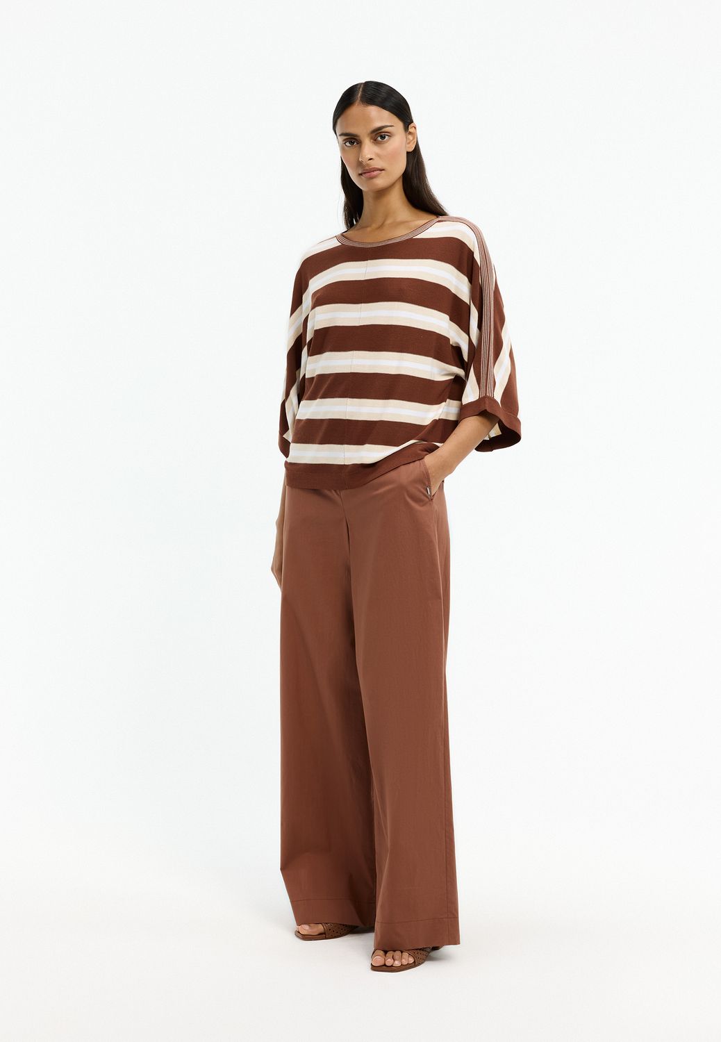 Xandres top Govert bruin/ecru