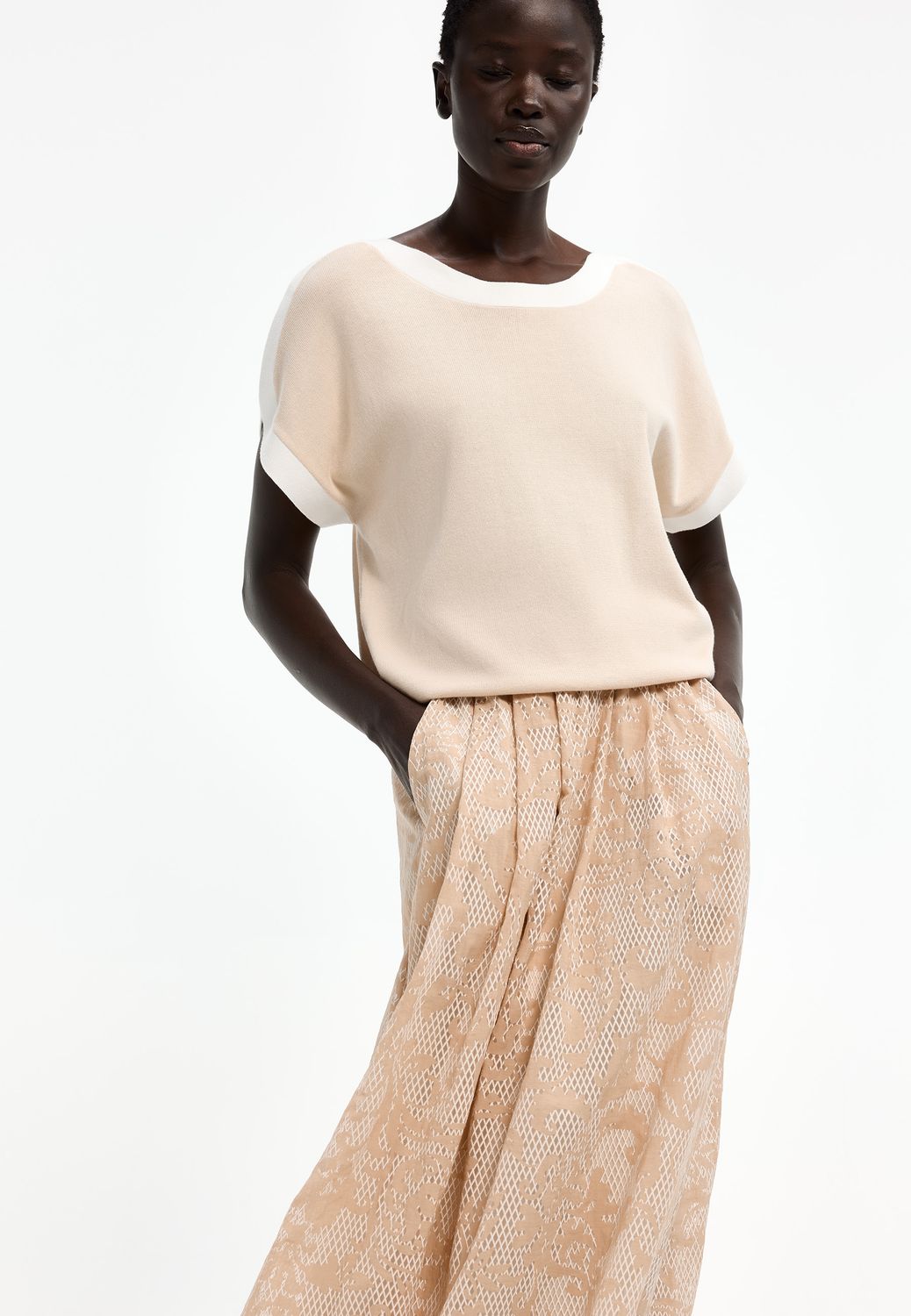 Xandres top Amadine zand/ecru