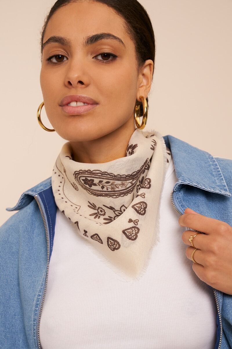 My Jewellery Beige sjaal met bruine paisley print