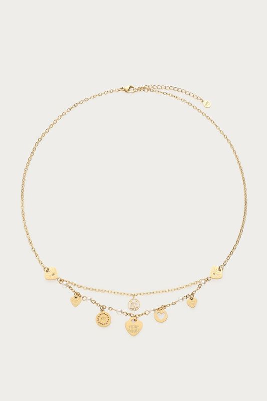 My Jewellery Ketting met hartjes en imitatieparels "Dream Chaser" Goud