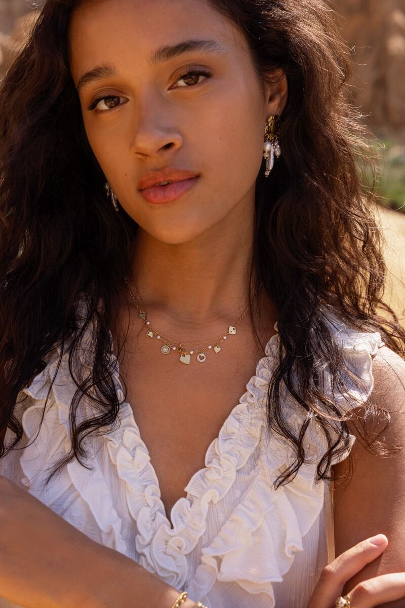 My Jewellery Ketting met hartjes en imitatieparels "Dream Chaser" Goud