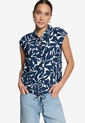 Zero blouse korte mouw blauw/ecru print