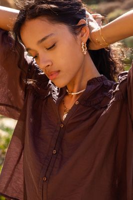 My Jewellery Statement oorringen met imitatieparels swirl Goud