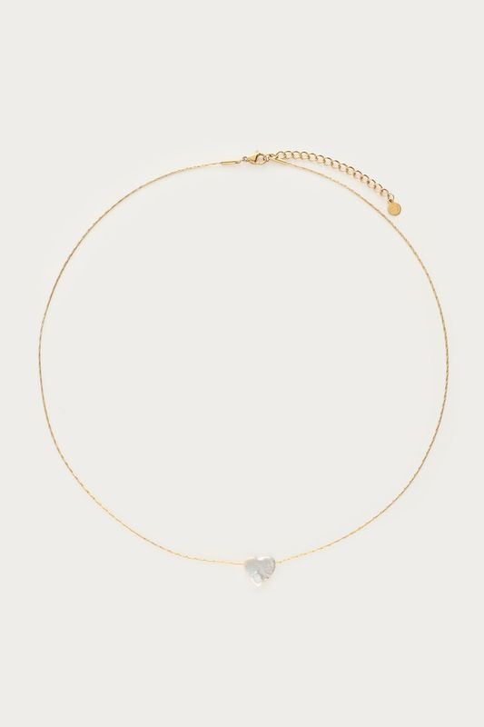 My Jewellery Minimalistische ketting met natuurlijk parel hartje Goud