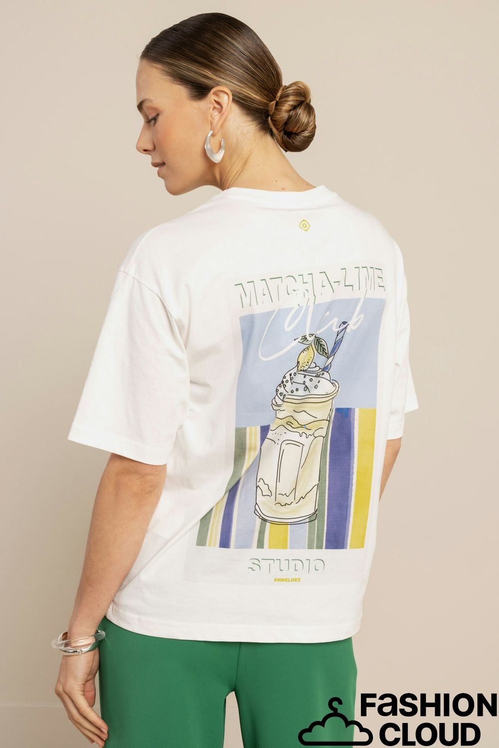 Studio Anneloes Matcha lime fiep t-shirt Ecru