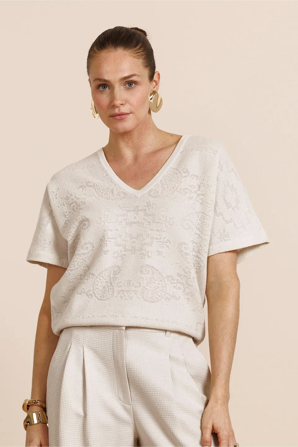 Studio Anneloes Robin paisley top Ecru