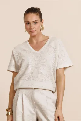 Studio Anneloes Robin paisley top Ecru