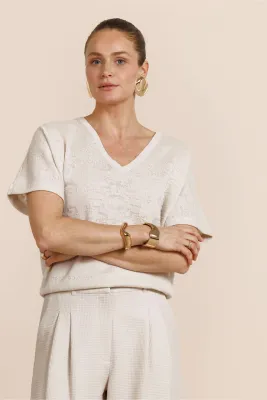 Studio Anneloes Robin paisley top Ecru