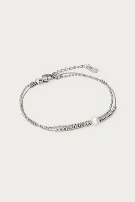 My Jewellery Dubbele armband met kralen en natuurlijke parel zilver