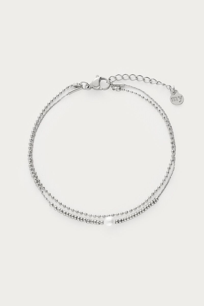 My Jewellery Dubbele armband met kralen en natuurlijke parel zilver