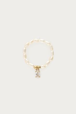 My Jewellery Stretch ring met zoetwaterparels en strass steen OS Goud