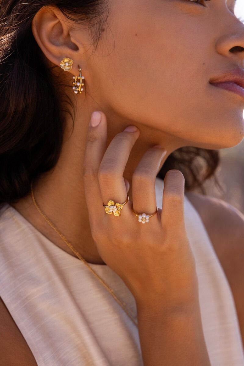 My Jewellery Oorringen met dots en mini imitatieparels Goud