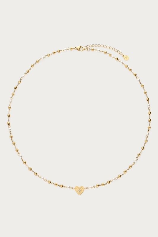 My Jewellery Ketting met hartje en imitatieparels Goud