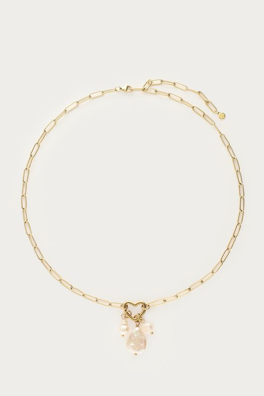 My Jewellery Schakelketting met hartje en natuurlijke parels Goud
