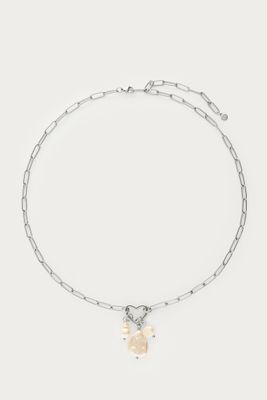 My Jewellery Schakelketting met hartje en natuurlijke parels zilver