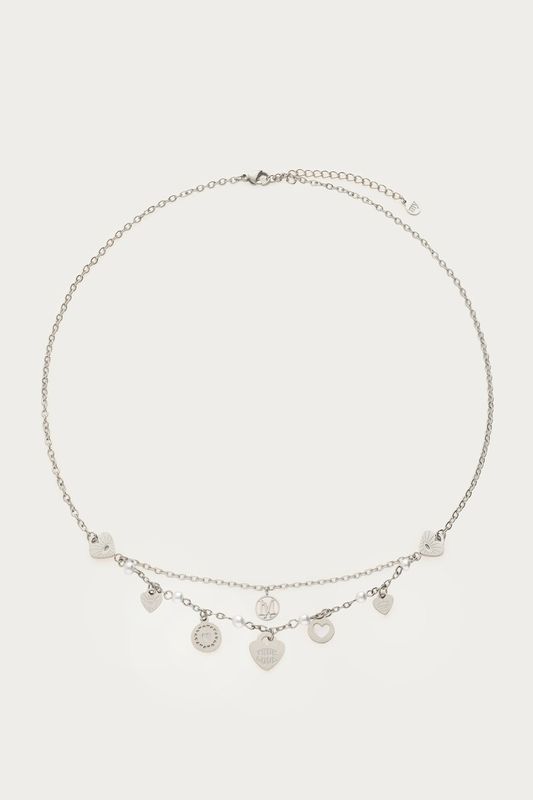 My Jewellery ketting met hartjes en imitatieparels "Dream Chaser" zilver