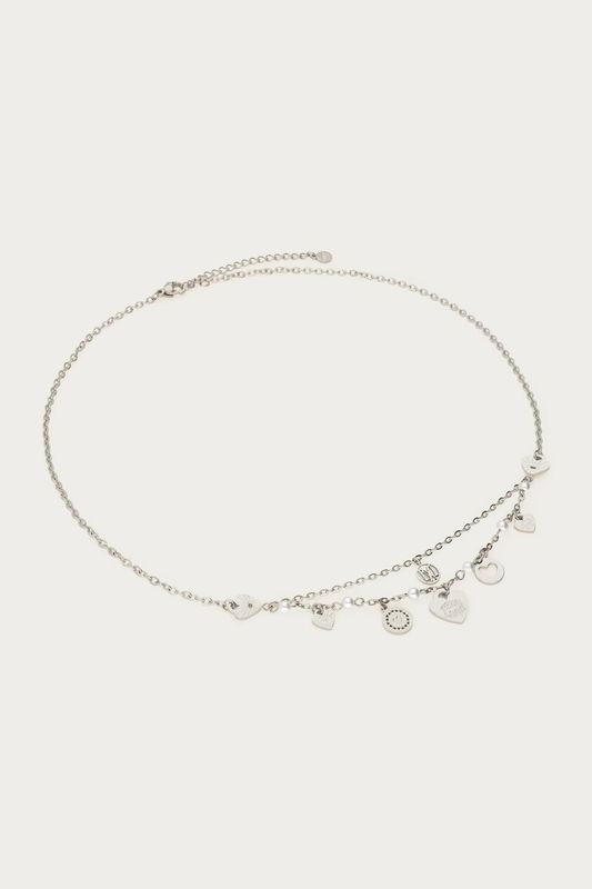My Jewellery ketting met hartjes en imitatieparels "Dream Chaser" zilver
