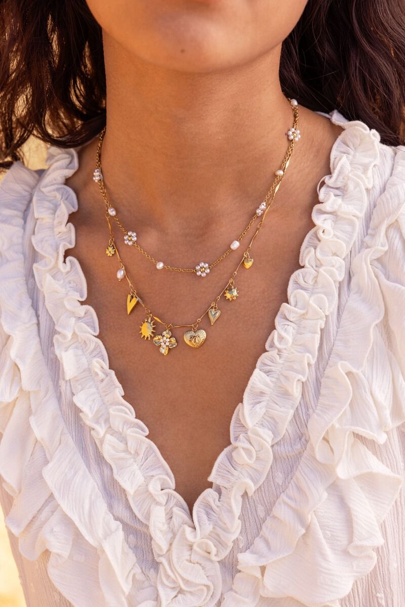 My Jewellery Botanical ketting met zoetwaterparel bloemen Zilver