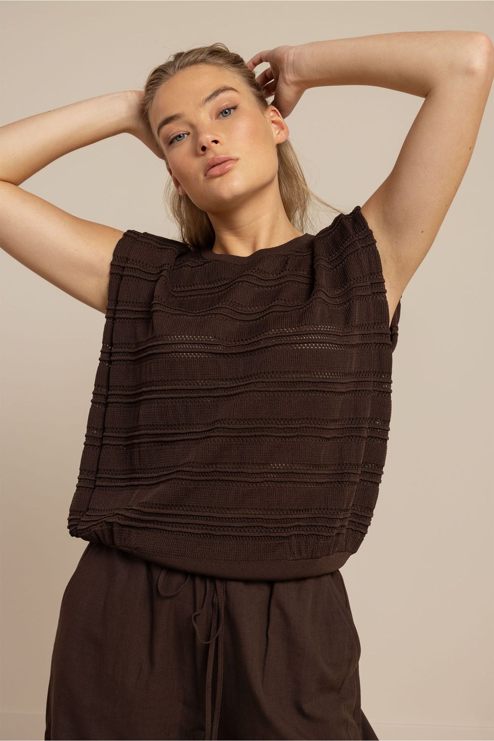 Studio Anneloes Leona knitted top Bruin