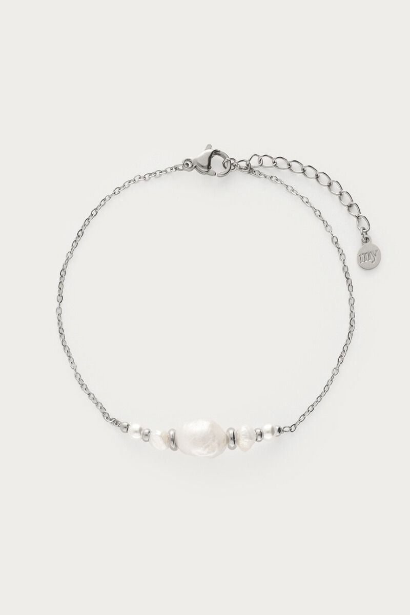 My Jewellery Armband met natuurlijke parels en kralen zilver