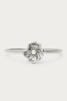 My Jewellery Bangle met ranonkel bloem en imitatieparel zilver