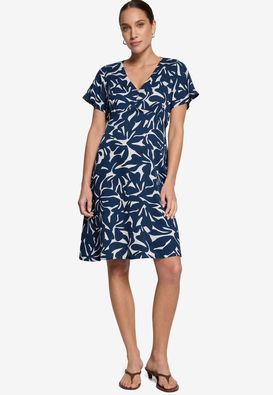 Zero jurk blauw ecru print