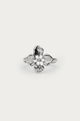 My Jewellery Ring met bloem en witte kralen zilver