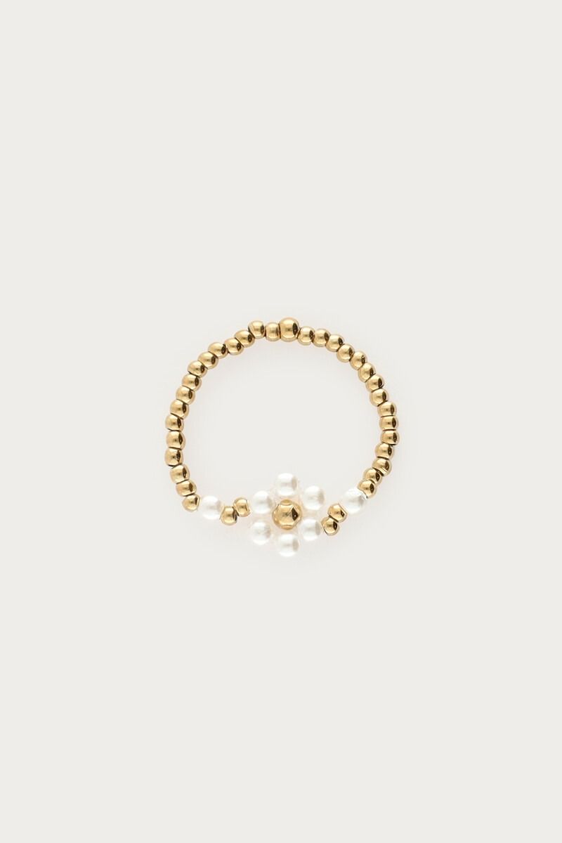 My Jewellery Stretch ring met imitatieparel bloem Goud