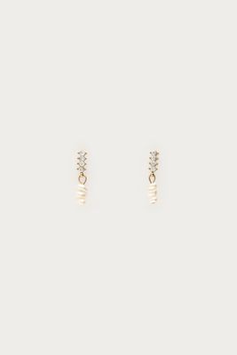 My Jewellery Stud met strass stenen en zoetwaterparels Goud