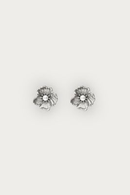 My Jewellery Studs met ranonkel bloem en imitatieparel zilver