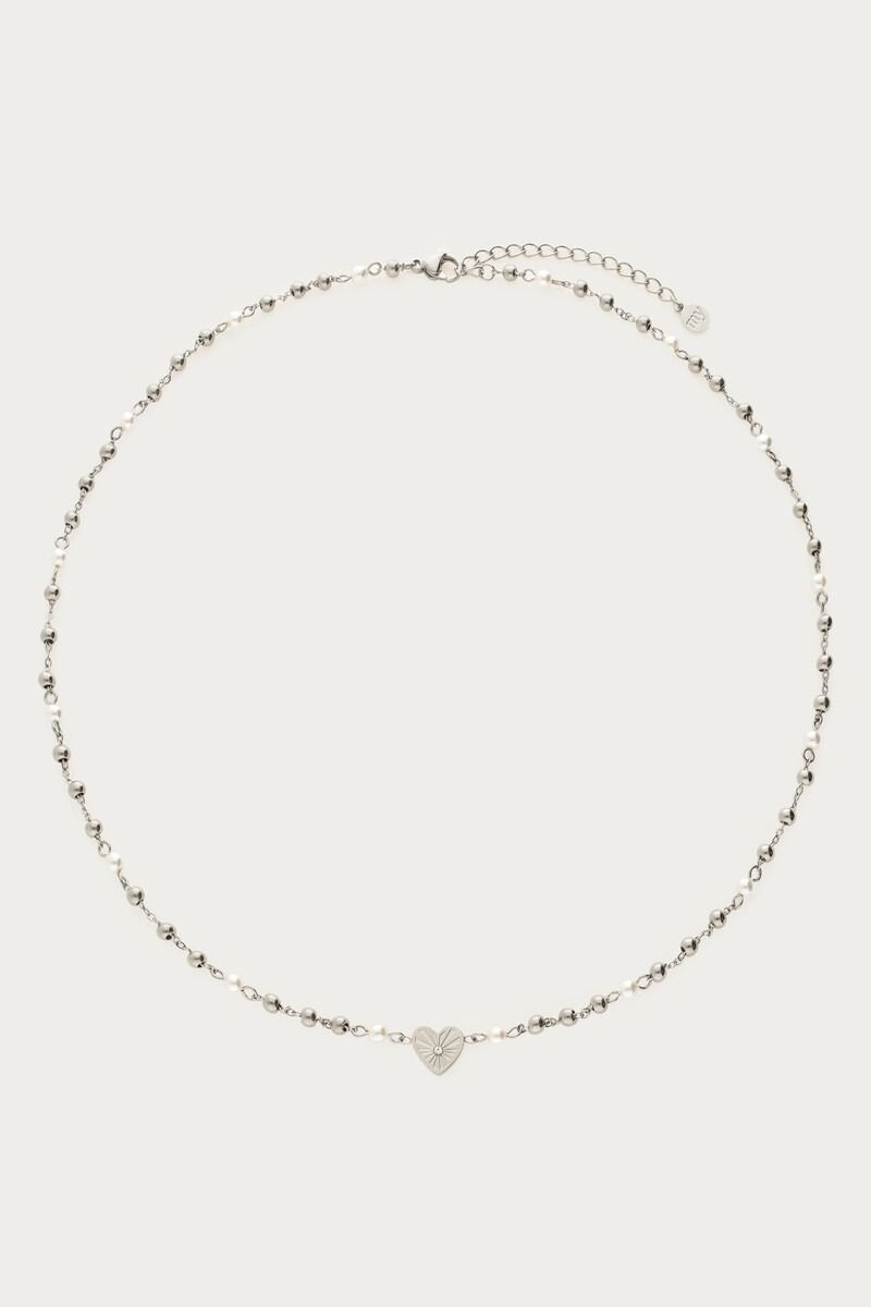 My Jewellery Ketting met hartje en imitatieparels zilver