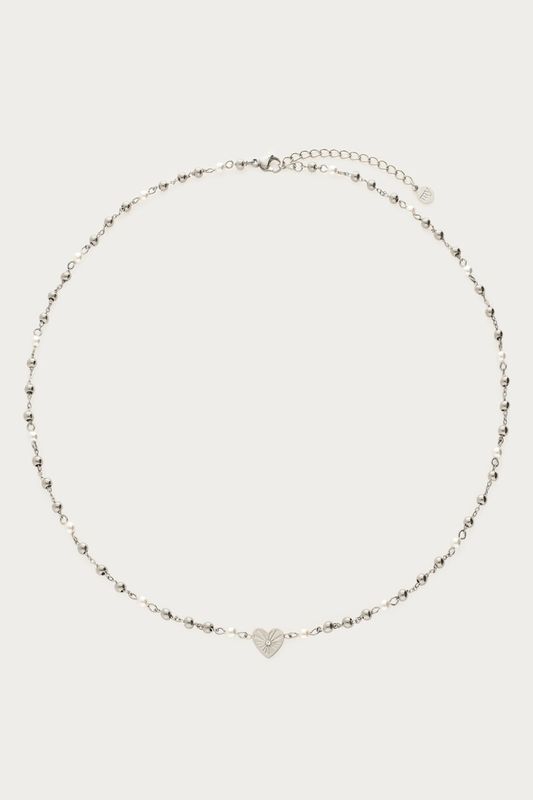 My Jewellery Ketting met hartje en imitatieparels zilver