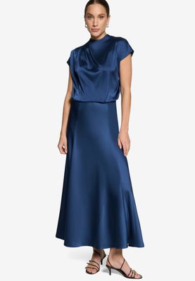 Zero zijdeglans rok blauw