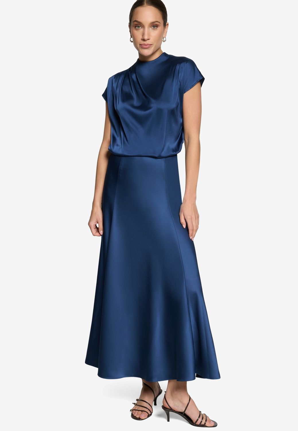 Zero zijdeglans rok blauw