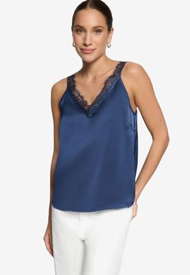 Zero top met kanten detail blauw