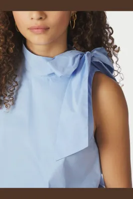 Neo Noir Veda Poplin Top Blauw