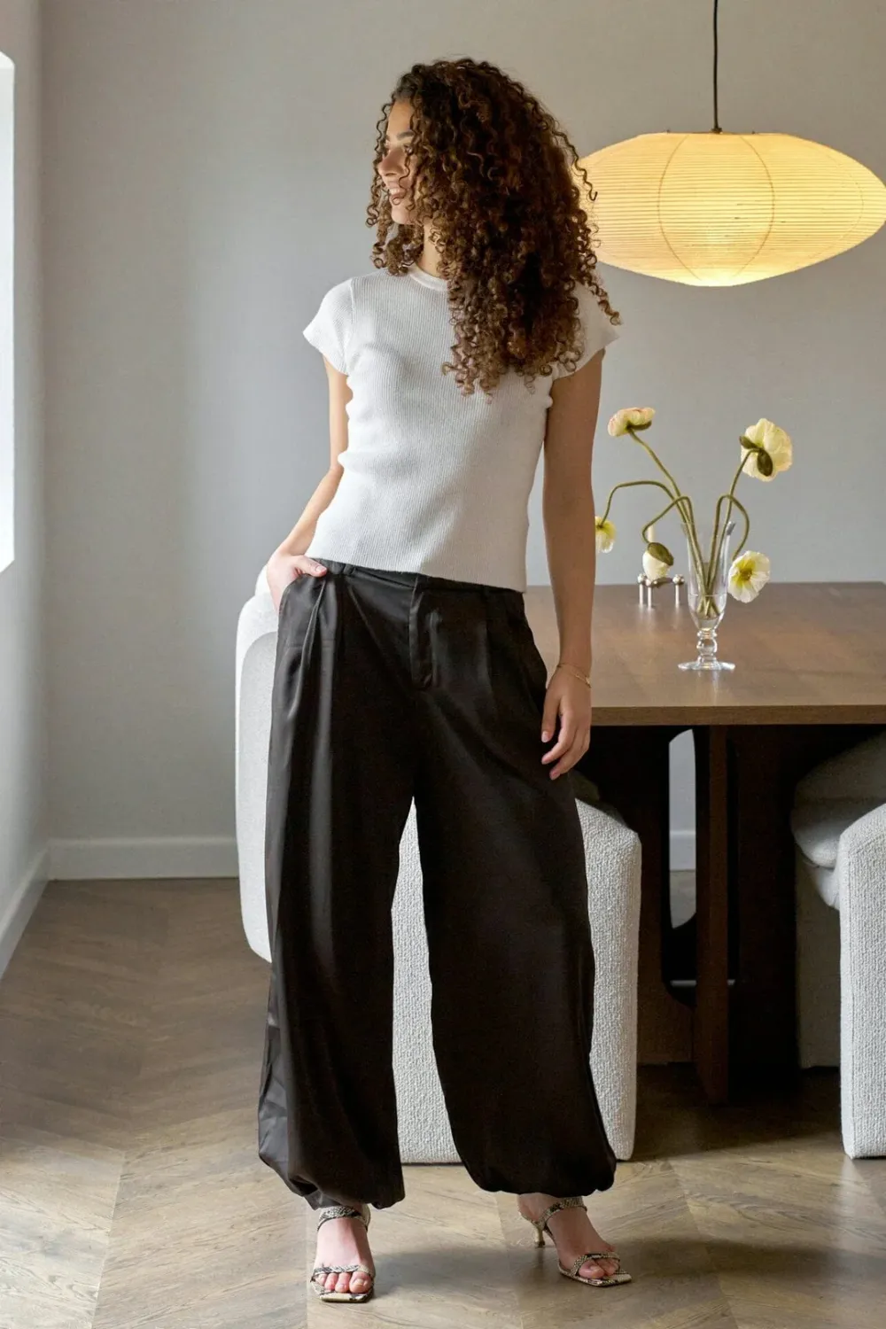 Neo Noir Fayla Drapy Satin Balloon Pants Bruin
