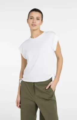 YAYA Top met korte mouwen en verstelbare koorden Wit