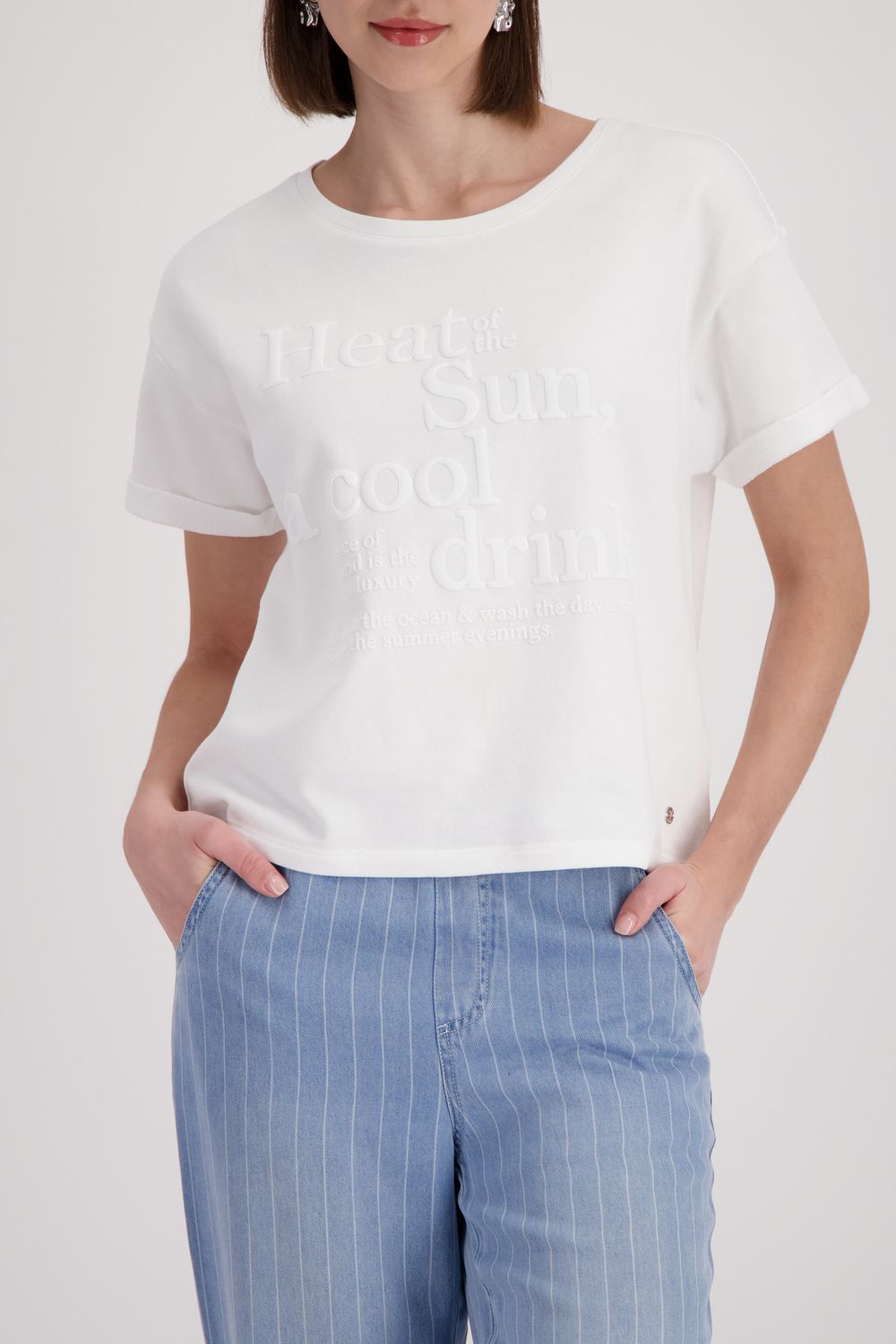 Monari Sweatshirt met getinte letters Ecru