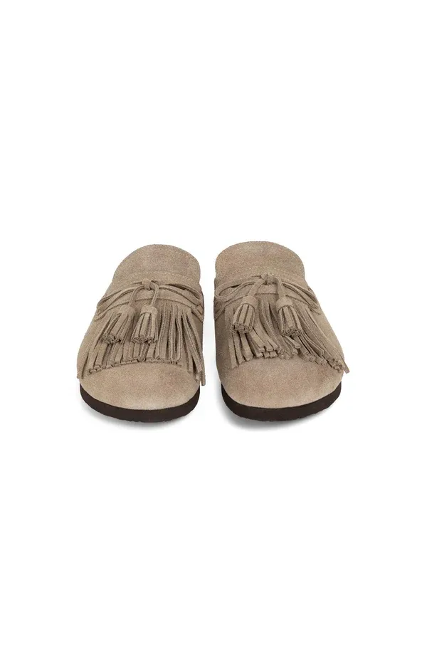 YAYA Suède instappers met franjes Bruin