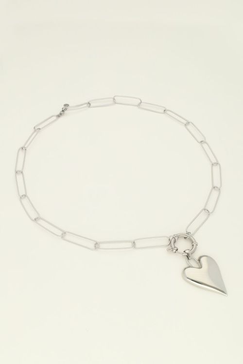 My Jewellery Necklace chain &amp; big heart Zilver MJ10021