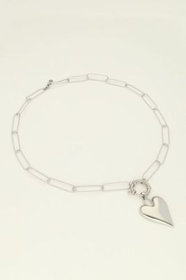 My Jewellery Necklace chain &amp; big heart Zilver MJ10021